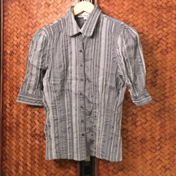 Vintage Y2K Costa Blanca Half Sleeve Striped Cotton Dress Shirt - Picture 4 of 10